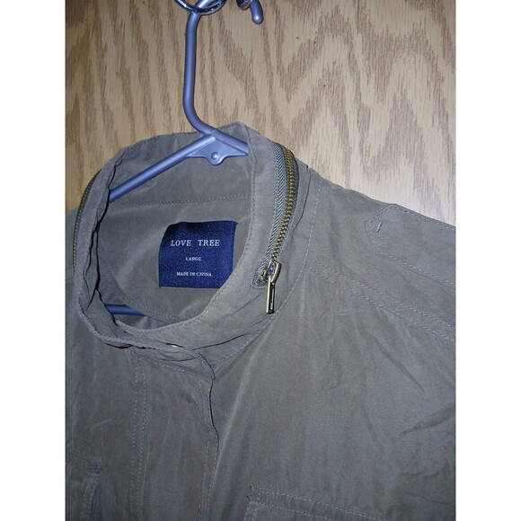 Love Tree Utility Jacket Women’s Size Large Army Green Drawstring Waist 40×28 - Picture 15 of 16